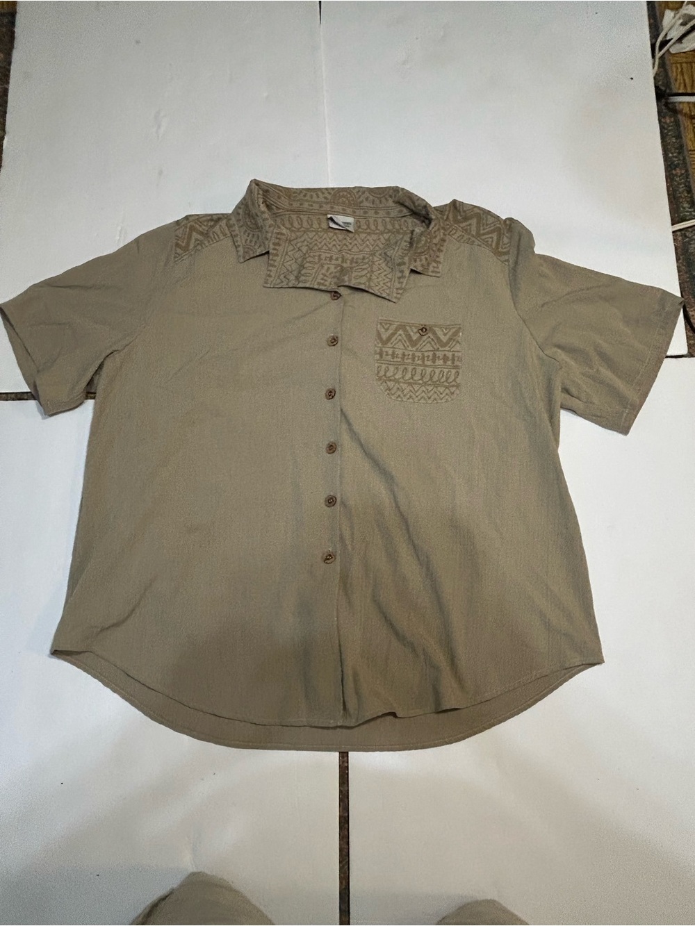 Vintage Monterey Canyon Aztec Pattern‎ Short Sleeve Button Down Shirt Mens 2X